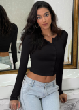 Autumn New Fashion Hot Girl Cardigan Exposed Navel Short Long Sleeve T-Shirt