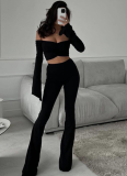 Autumn New Arrival Long-Sleeved Slim-Fit Flared Trousers Fashionable And Casual Two-Piece Suit