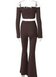 Autumn New Arrival Long-Sleeved Slim-Fit Flared Trousers Fashionable And Casual Two-Piece Suit