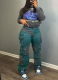 Fashion Multi-Pocket Denim Tie-Dye High-Rise Straight Jeans