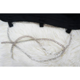 New Autumn and Winter Deep V Solid Color Hot Diamond Chain Splicing Dress