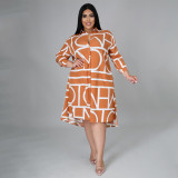 Printed Smocked Belted Shirt Plus Size Dress