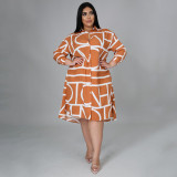 Printed Smocked Belted Shirt Plus Size Dress