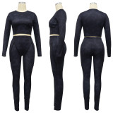 Fashion Tight and Sexy Pit Stripe Long-sleeved Sports Suit