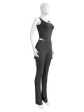 Elastic Twist Stripe High Waist Bodysuit and Cargo Pants Set