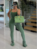 Elastic Twist Stripe High Waist Bodysuit and Cargo Pants Set