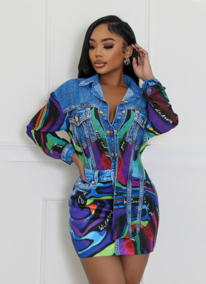 Printed Shirt Slim Fit Hip-hugging Skirt Two-piece Set