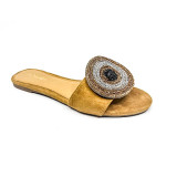 Fashion Rhinestone Suede Flat Slippers