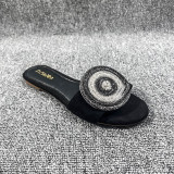 Fashion Rhinestone Suede Flat Slippers