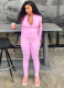 Solid Color Round Neck Long Sleeve Sports Casual Slim Fit Trousers Suit