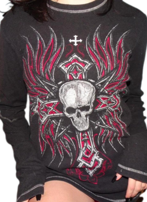 Halloween Skull Heat-printed Long-sleeved T-shirt
