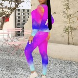 Tie-dye Printed Sexy Long-sleeved Casual Suit