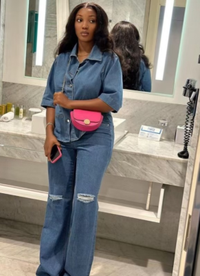Fashionable and Personalized Ripped Beggar Jeans Suit