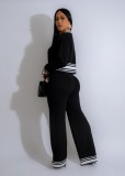 Hot Selling Knitted Cardigan Striped Splicing Casual Suit (3-piece set)