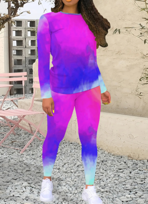 Tie-dye Printed Sexy Long-sleeved Casual Suit