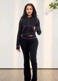 Stylish and Elegant Waffle Hooded Two-piece Set