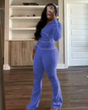 Stylish and Elegant Waffle Hooded Two-piece Set