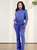 Stylish and Elegant Waffle Hooded Two-piece Set