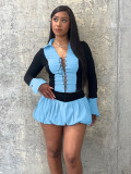 Sexy Eye Strap Fluffy Culottes Suit (including safety pants)