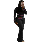 Stylish and Elegant Waffle Hooded Two-piece Set