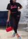 Printed T-shirt Tight High-waisted Barbie Pants Two-piece Set