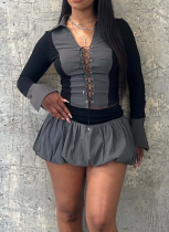 Sexy Eye Strap Fluffy Culottes Suit (including safety pants)