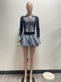 Sexy Eye Strap Fluffy Culottes Suit (including safety pants)