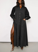 Fashion Women's Solid Color Shirt Long Coat Skirt