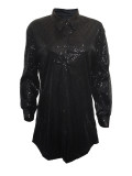 Autumn Solid Color Sequined Loose Shirt Dress