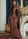 Solid Color Round Neck Long Sleeve Tie and Ribbon Dress