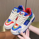 Women's Color Matching White Shoes Colorful Candy Sneakers