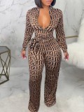 Sexy V-neck Zipper Strap Wide Leg Plus Size Jumpsuit