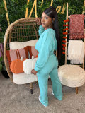 Loose Off-shoulder Cardigan Drawstring Elastic Pants Sweatshirt Set