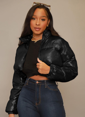 Fashionable Zipper Cardigan High Collar Thickened Cotton Jacket