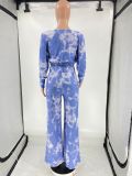 Sexy Printed Off-shoulder Flared Pants Two-piece Set