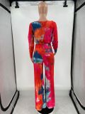 Sexy Printed Off-shoulder Flared Pants Two-piece Set