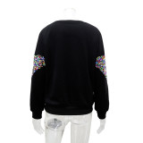 Fashionable Colorful Pearl Sequin Decorated Sweatshirt