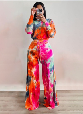 Sexy Printed Off-shoulder Flared Pants Two-piece Set