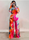 Sexy Printed Off-shoulder Flared Pants Two-piece Set