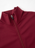 Solid Color Stand Collar Cardigan Tight Pants Casual Yoga Suit Two-Piece Set