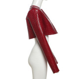 Round Neck Hottie Slim Fit Midriff-baring Short Coat