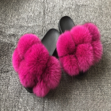 Fashionable Fox Raccoon Fur Flip Flops