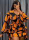 Plus Size Suit Short Skirt Puff Sleeve Two Piece Set