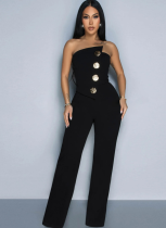 Bandeau Irregular Design Loose Wide Leg Jumpsuit