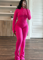Sexy Tight Long-sleeved Micro-flared Two-piece Set
