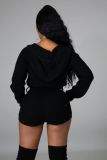 Fashionable and Sexy Long Zipper Hooded Sweater Jumpsuit