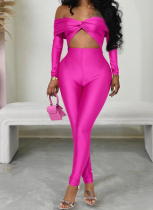 Sexy Lapel Twist Cutout Navel Revealing High Waist Long Sleeve Jumpsuit