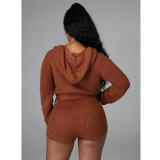 Fashionable and Sexy Long Zipper Hooded Sweater Jumpsuit