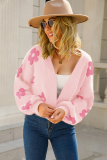 Short Knitted Sweater Floral Cardigan Sweater