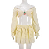 Sexy Navel-baring Three-dimensional Decorative Miniskirt Suit